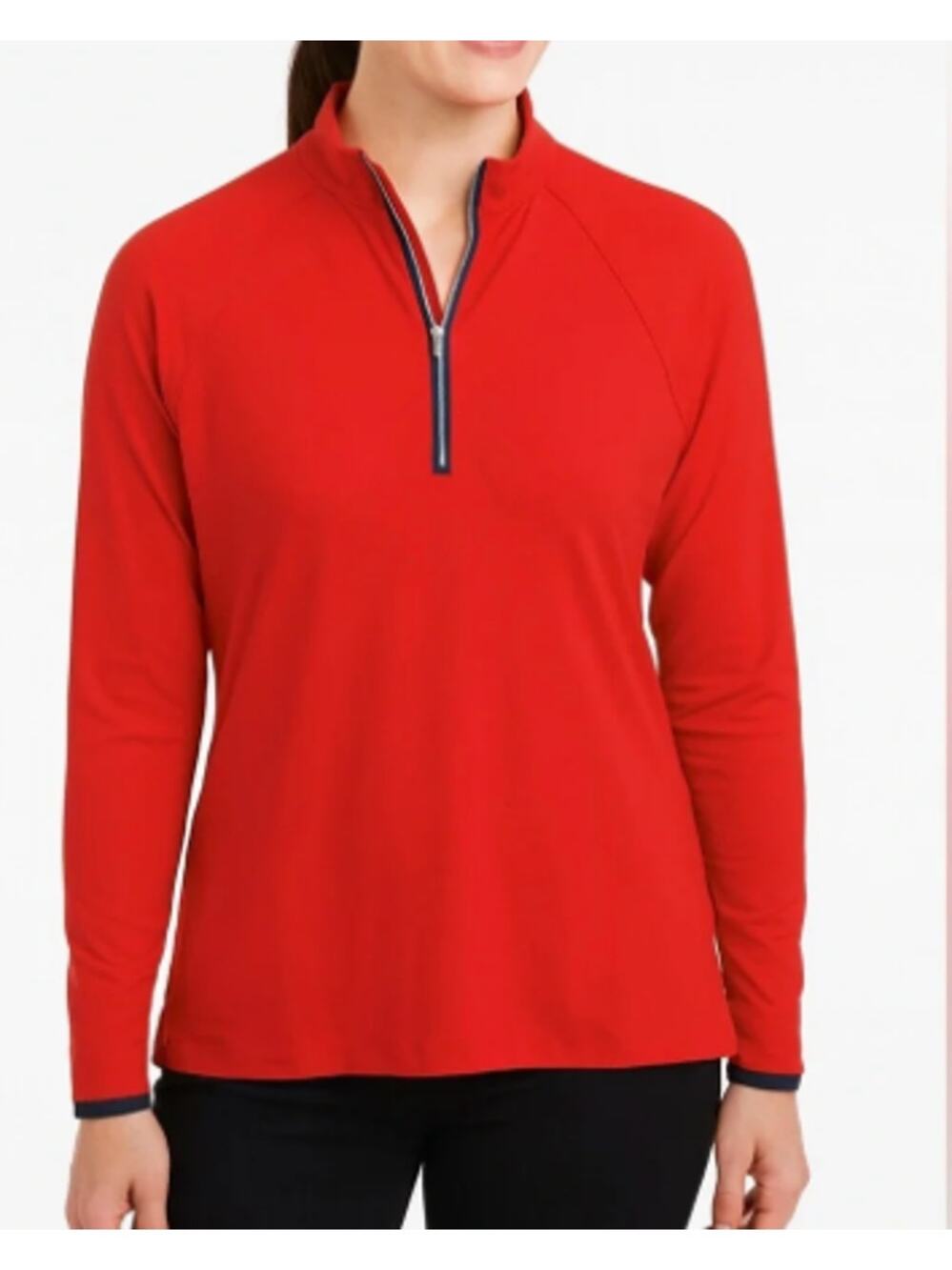 Peter Millar Perth 1/4 Zip Golf Pullover Sun Protection Stretch Red Size Medium